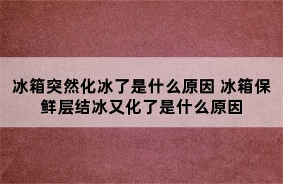 冰箱突然化冰了是什么原因 冰箱保鲜层结冰又化了是什么原因